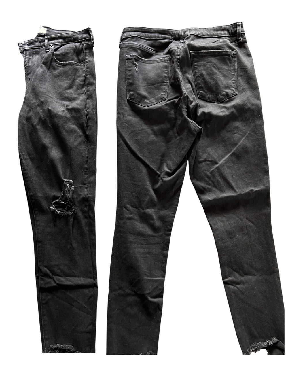 Abercrombie Curve Black Distressed Skinny Jeans 14L